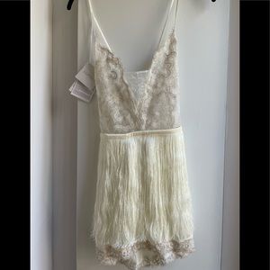 LA PERLA BRIDAL SILK SLIP WITH TULLE AND LACE EMBROIDERY.